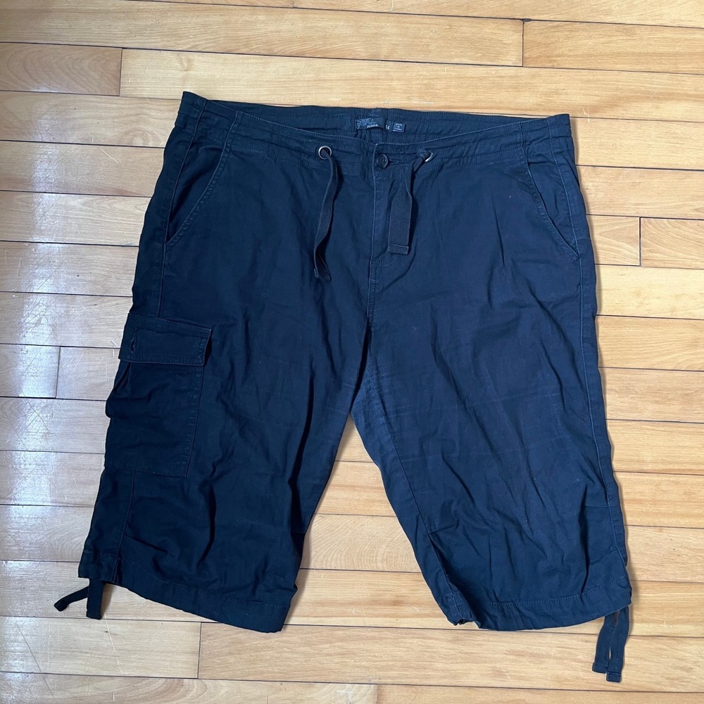 Prana Black Halle Capri Cargo Pants Womens 14 Drawstring Hiking Outdoor Utility